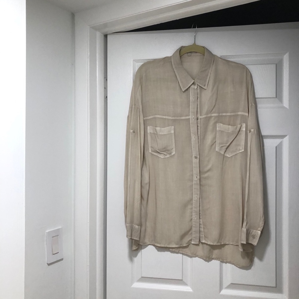 Cecico, women's beige long-sleeved blouse